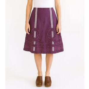 Anthropologie Odille Silk Skirt 6 Purple Plum Midi Whimsigoth Ruffle 2010s Fairy